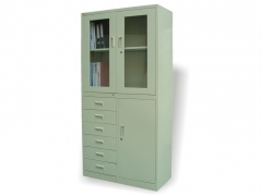 Armoire de bureau à porte en verre en acier de type combiné